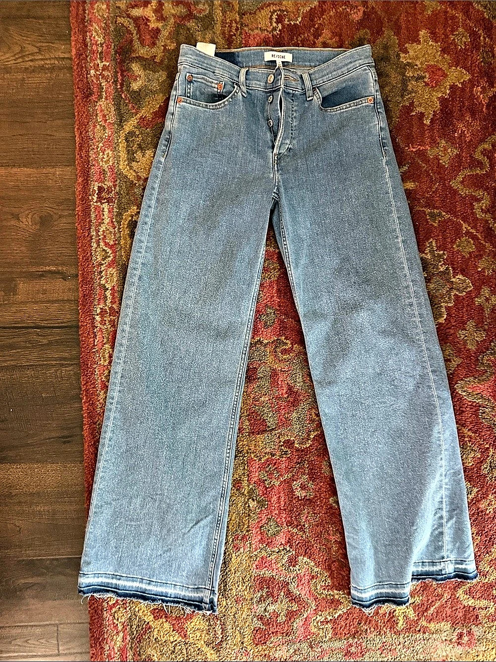 RE/DONE Mid Rise Wide Leg Jeans Waist 26 Blue